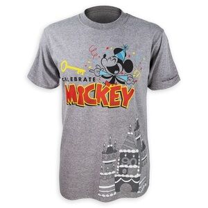 Disney World Parks Limited Edition Celebrate Mickey Mouse Birthday Gray Shirt S